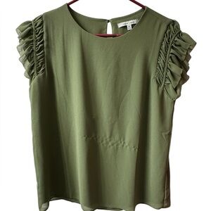 Naked Zebra Sage Ruffle Sleeve Blouse